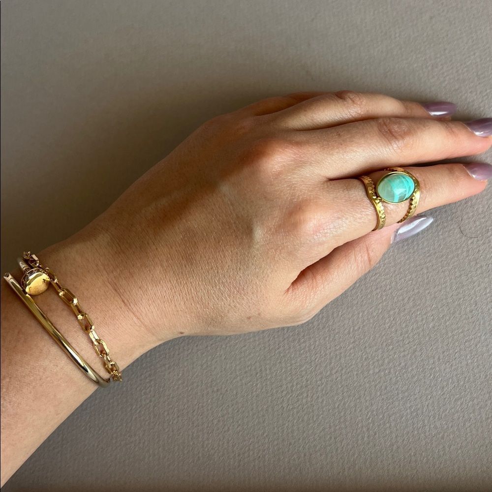 Gold and Turquoise Ring R17 - Picture 3 of 3